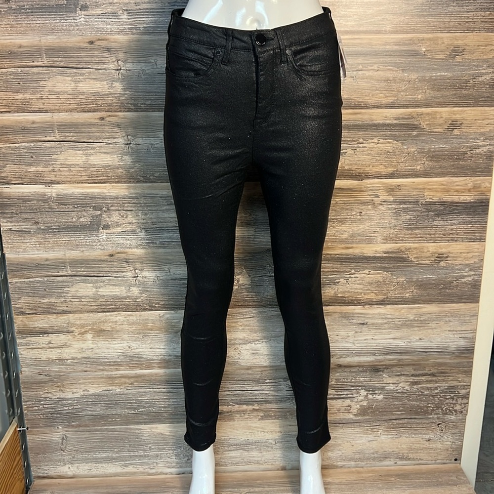 Seven7 Black Sparkle Coated Skinny Jean NWT